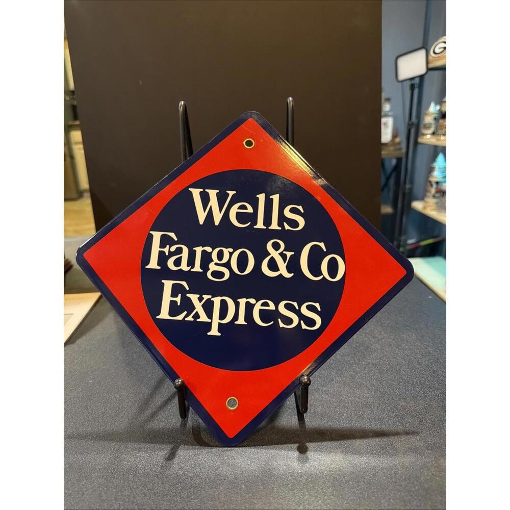Wells Fargo Express Porcelain Sign 11" Stagecoach Western Gas Oil